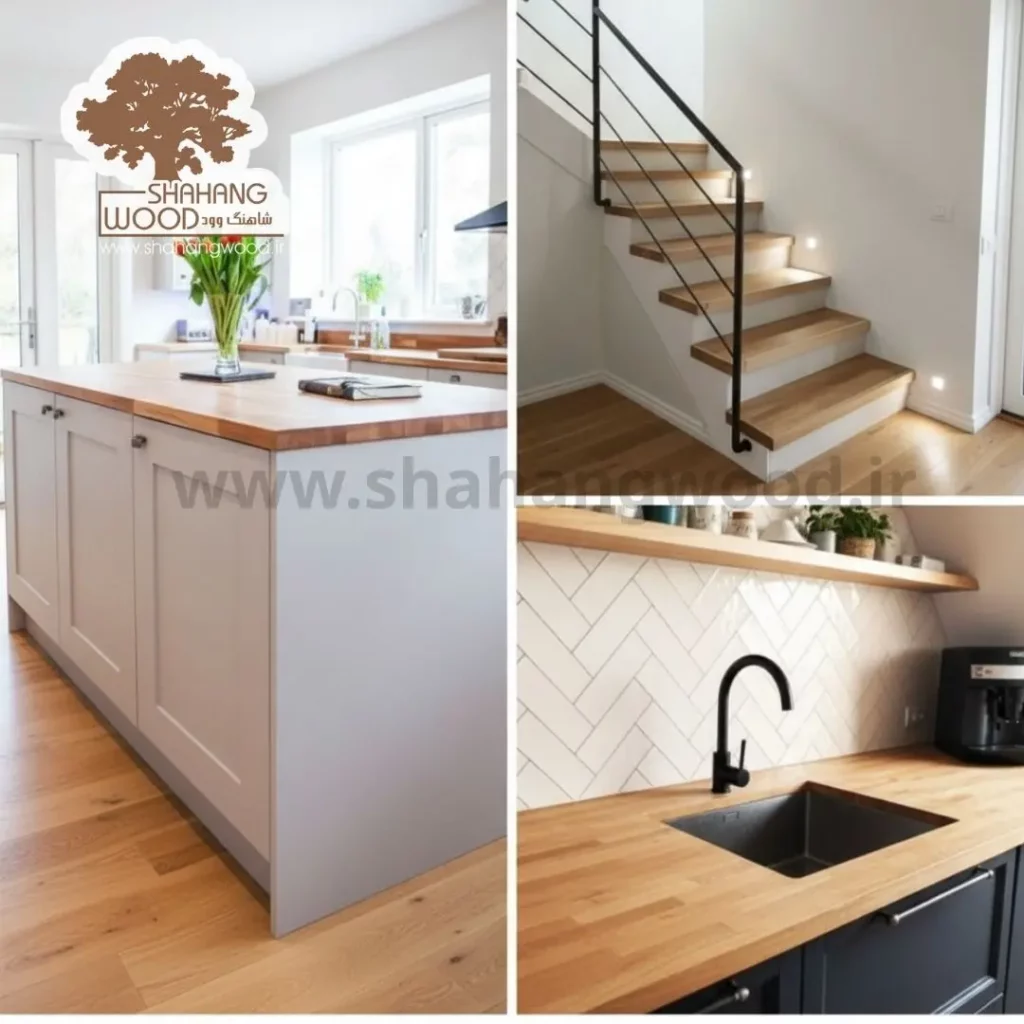 کاربرد فینگر جوینت رابر وود در دکوراسیون و ظروف چوبی 3 نمونه اجرا شده فینگر جوینت